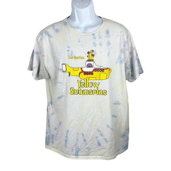 The Beatles Shirt Yellow Submarine Men Medium Blue Tie Dye Short Sleeve Tee - Picture 1 of 12